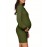 Plus Size - Pregnant Women Maternity Sweater Dress Turtleneck Puff Sleeve Slim Fit Bodycon Mini Dress