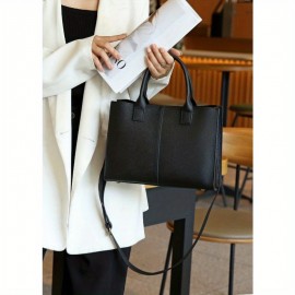 Women's Genuine Leather Handbag - Large Capacity Convertible Crossbody/Handbag with Detachable Strap, Golden-Tone Hardware & Secure Zipper Closure, Multi-Color Options (Black, Yellow, Red, Grey, Beige, Olive Green) - Durable Everyday Work & Travel Bag, Minimalist Design, Lined Interior, Spot Clean Only, Made in Guangzhou