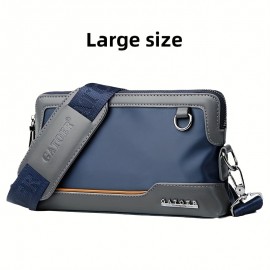 Men'S Premium Oxford Fabric Crossbody Bag with Adjustable Strap - Multi-Compartment Casual Shoulder Bag for Everyday Commute & Outings, Royal Blue with Orange Accents