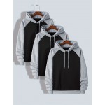 TD25 Raglan Sleeve Color Block Casual Plus Size Men's Hoodie, PLUS SIZE